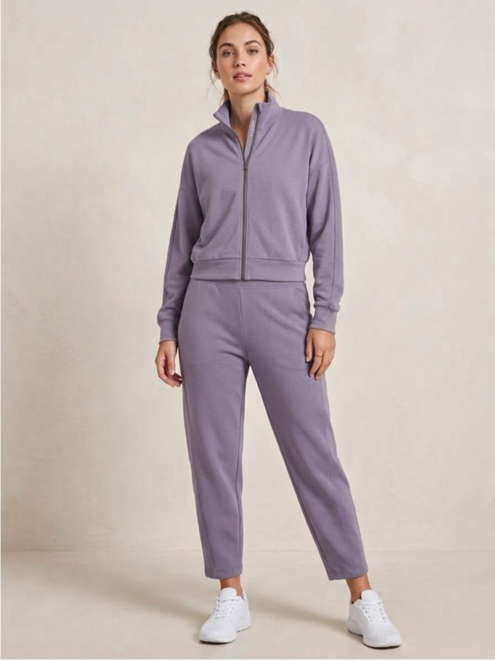 Spanx AirEssentials Full Zip Jacket Barrel Pants 2-Piece Set in Lavender - S/M